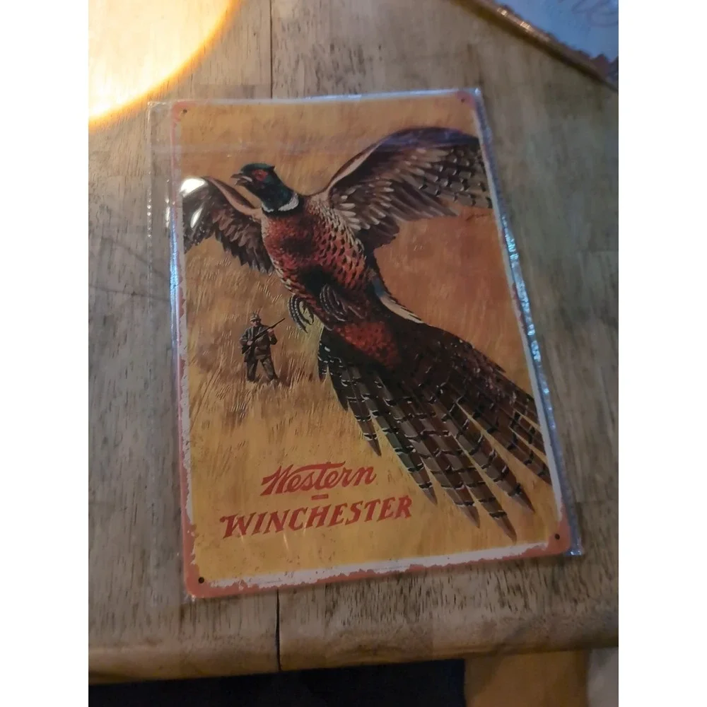 Western Winchester Pheasant-Steel Decor Sign‎ 12x8 See Pics For Slight Dents
